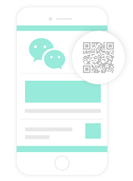 illustration of wechat with QR code on mobile